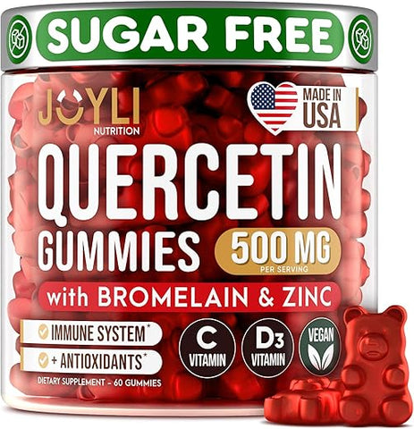 JOYLI Nutrition - JOYLI Gomas de Quercetina – Quercetina com Bromelina Zinco Vitamina C | 60 gomas
