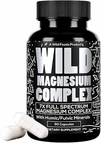 Complexo de Magnésio – 7X Formas, 90 Cápsulas – Magnésio Glicinato, Bisglicinato, Malato, Orotato, Citrato de Alta Absorção – Magnésio de Espectro Completo - Wild Foods