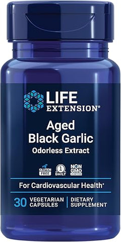 Aged Black Garlic – Suporte à Saúde Cardíaca, Pressão Arterial e Colesterol – Diário, Sem Glúten, Vegetariano, Não-OGM – 30 cápsulas - Life Extension