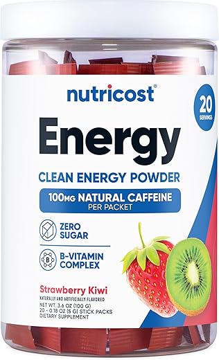 Energy Complex Stickpack (20 Porções) Sabor Morango Kiwi – Sem Glúten e Não-OGM - Nutricost