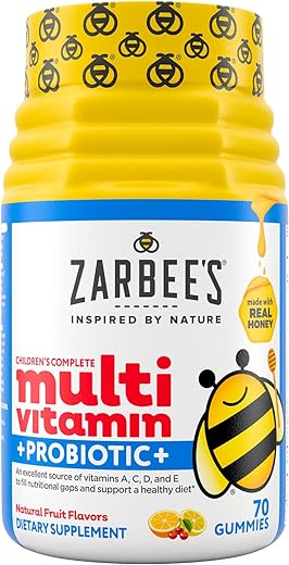 Zarbee's - Zarbee’s Gomas Probióticas Multivitamínicas Diárias Completas para Crianças com Vitaminas A B C D E – 60 gomas