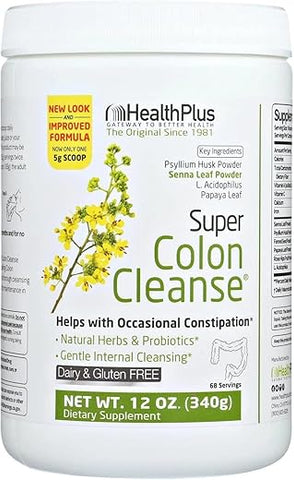 Super Colon Cleanse – Limpeza de 10 Dias – Desintoxicação, Sem Glúten, Sem Laticínios, Ingredientes Naturais à Base de Ervas (Mais de 1 Limpeza, 340g) - Health Plus