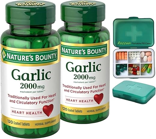Rozzun Creative Vision - (Pacote com 2) RozzunNature’s Bounty Alho Suplemento Herbal Livre de Odor, 2000mg, 240 Comprimidos Revestidos no Total com 1 Estojo Exclusivo Rozzun