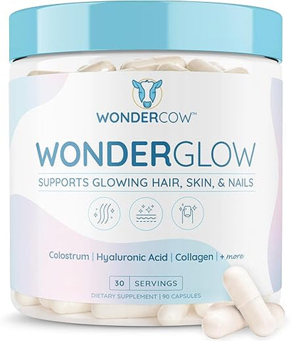 WONDERCOW - Vitaminas para Cabelo, Pele e Unhas com Colostro Bovino, Colágeno, Ácido Hialurônico, Biotina e Zinco – Marca em Destaque