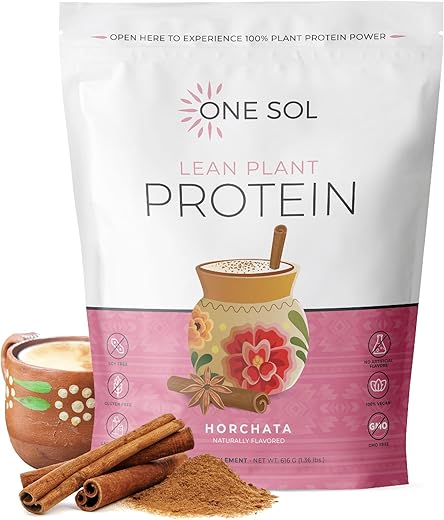 Lean Horchata: Proteína em Pó Vegetal, Baixo Carboidrato, Sem Glúten, Sem Lactose, Sem Açúcar Adicionado, Livre de Soja, Não-OGM, 100% à Base de Plantas - One Sol