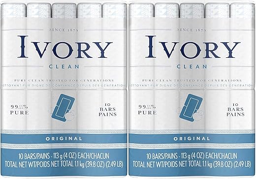 Sabonete em Barra Ivory Clean Original, 4 Ounce (113g), 10 Unidades (Pack de 2) Total 20 Barras