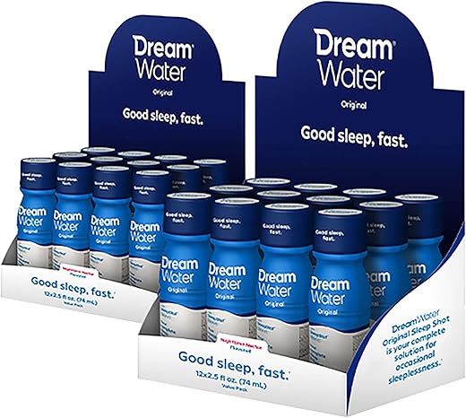 Bebida Noturna de 2,5 oz com Melatonina 5mg, GABA e 5-HTP – 24 Unidades - Dream Water