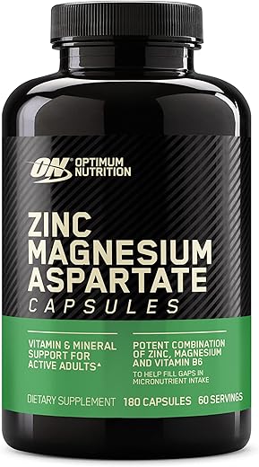 Suplemento Optimum Nutrition para Recuperação Muscular e Resistência, Zinco e Magnésio, 180 Cápsulas