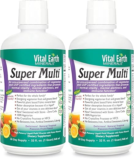 Super Multi 2-Pack – Multivitamínicos Líquidos para Mulheres e Homens | 60ml/g - Vital Earth Minerals