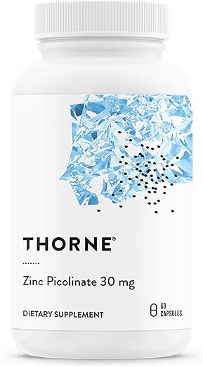 THORNE - Thorne Zinc Picolinate 30 mg – Suplemento de Zinco de Alta Absorção para Crescimento e Função Imunológica – 60 Cápsulas