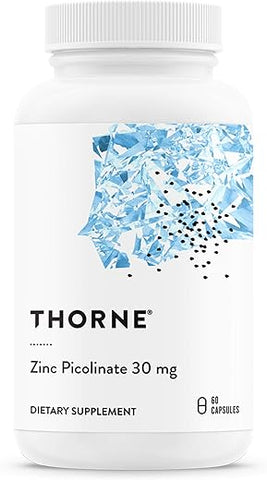 THORNE - Thorne Zinc Picolinate 30 mg – Suplemento de Zinco de Alta Absorção para Crescimento e Função Imunológica – 60 Cápsulas