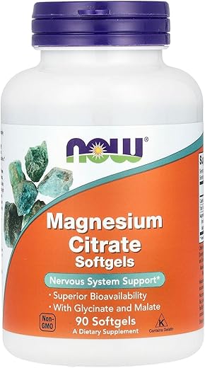 NOW Foods - Now Foods Magnesium Citrate – 90 Softgels (Pack of 3) | 270 Softgels | Alta Absorção | Saúde Óssea e Muscular