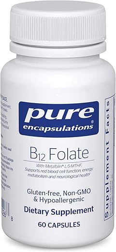 B12 Folate – Suplemento Energético para Apoiar os Nervos e o Metabolismo Energético - Pure Encapsulations