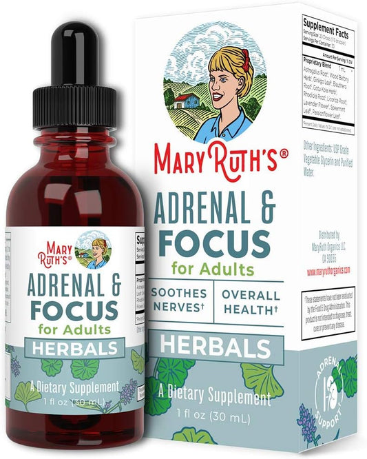 MaryRuth Organics - Suplemento Focus Orgânico USDA com Ginkgo Biloba – Suporte Cerebral, Memória e Adrenalina