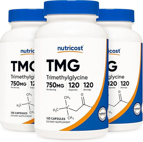 TMG 750mg – 120 Cápsulas (3 Frascos) – Aumente sua performance! - Nutricost
