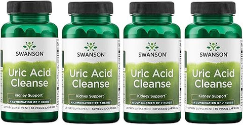 Uric Acid Cleanse – Suplemento Natural Promovendo Suporte Renal – Combinação Poderosa de 7 Ervas – (60 Cápsulas Vegetais) 4 Pacotes - Swanson