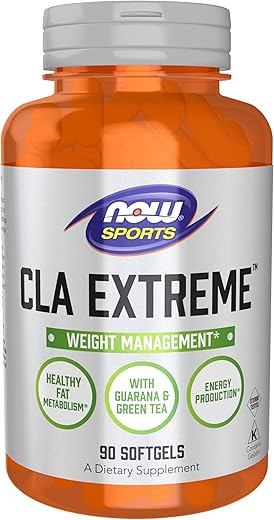 Sports Nutrition, CLA Extreme™ – Ácido Linoleico Conjugado com Guaraná – 60 cápsulas - NOW Foods