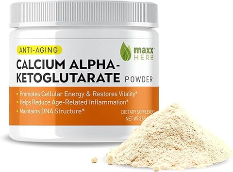 Calcium AKG em Pó – Cálcio Alpha – Ketoglutarato Puro (Ca-AKG), para Energia, Vitalidade, Foco Mental e Clareza – 100g - Maxx Herb