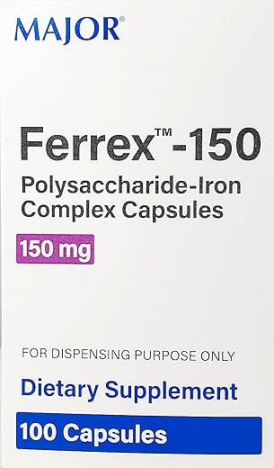 Major Ferrex-150 Cápsulas Complexo de Ferro Polissacarídeo 10 X 10 por MAJOR PHARM (PGN) – Fórmula Avançada de Ferro em Cápsulas