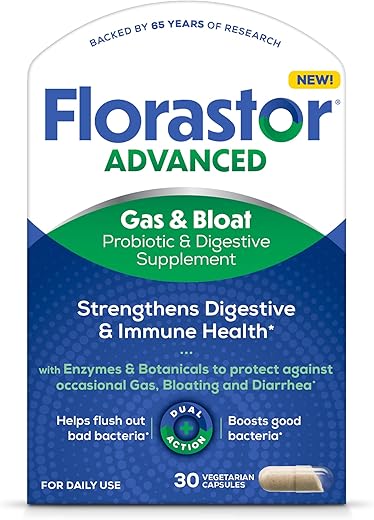 Advanced Gas – Alívio Avançado de Gases – 30 cápsulas – Marca Florastor - Florastor