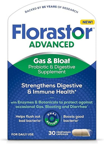 Advanced Gas – Alívio Avançado de Gases – 30 cápsulas – Marca Florastor - Florastor