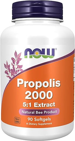 NOW Foods - NOW Supplements, Propolis 2,000 (Própolis de Abelha), Extrato 5:1, Produto Natural de Abelha, 90 Softgels