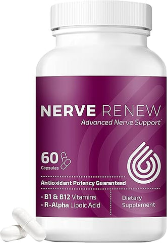 Suporte Avançado para Nervos – 300mg Ácido R-Alpha Lipoico Estabilizado, Complexo de Vitaminas B, Benfotiamina, Ervas para Suporte Rápido – 60 ct - NERVE RENEW