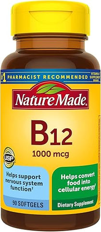 Nature Made - Vitamina B12 1000 mcg Softgels, 90 Unidades para Saúde Metabólica – Marca em Primeiro Lugar