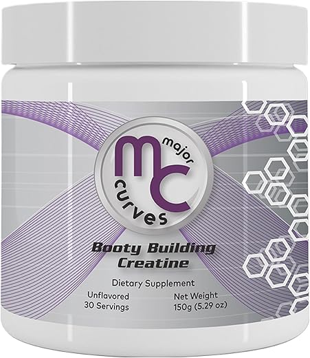 Major Curves - Pó de Creatina para Construção de Glúteos Femininos – Monohidrato Micronizado A Solução Única para Máxima Absorção e Ganho – Sem Sabor Pêssego Perfeito para Modelar Glúteos e Bumbum – The One Solution