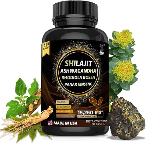JMJF - Cápsulas de Shilajit do Himalaia com Ácido Fúlvico – 60 unidades, 100% Natural e Potente