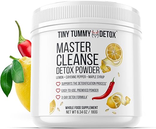 Tiny Tummy Tea - Tiny Tummy Master Cleanse Limonada Detox – Dieta de 3 Dias com Suco em Pó à Base de Plantas, com Limão, Xarope de Bordo e Pimenta Caiena, 180g