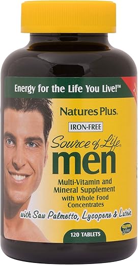 Natures Plus - Nature’s Plus – Source of Life Men, 120 Tablets: Energia e Vitalidade para Homens | Suplemento Multivitamínico | 120 Comprimidos
