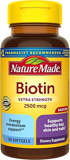 Biotina Extra Forte 2500 mcg – Cabelos e Pele Saudáveis – 60 cápsulas - Nature Made
