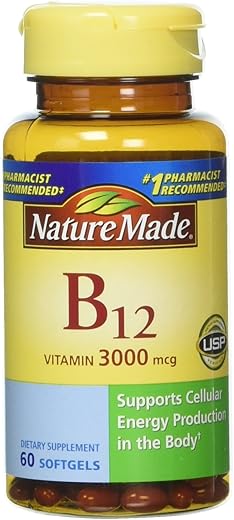 Vitamina B-12 Softgels, 3000 Mcg, Embalagem com 60 Unidades – Pack de 3 | Comprimidos de Vitamina B-12 | Alta Potência | Saúde e Bem-Estar - Nature Made