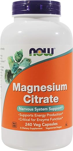 sinocare - NOW Citrato de Magnésio, 400mg 240 Cápsulas Vegetais