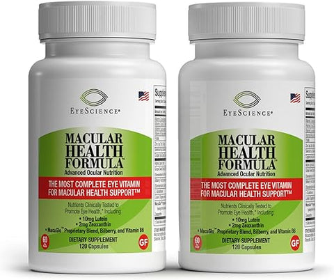 EyeScience - Fórmula de Saúde Macular – 120 Cápsulas – Suplemento Nutricional Completo para a Saúde dos Olhos – Contém Luteína, Zeaxantina, Vitamina C, D, E – Marca: Macular Health Formula