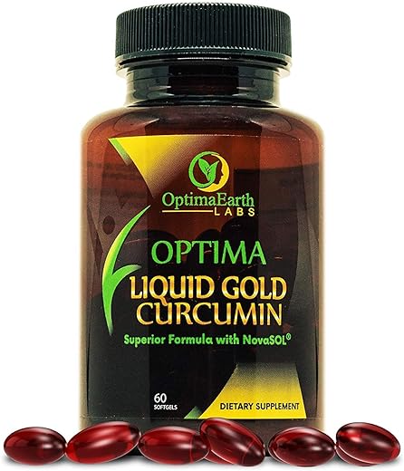 OptimaEarth Labs - OptimaEarth Liquid Gold Curcumin com NovaSOL – Suplemento de Cúrcuma de Absorção Aprimorada – Suporta a Saúde das Articulações e do Sistema Imunológico – 185x Mais BioDisponível do que o Tradicional – Marca OptimaEarth