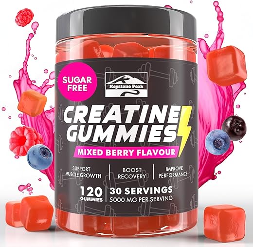 Keystone Peak - KP Gummies de Creatina Monohidratada Sabor Frutas Vermelhas para Homens – 100g