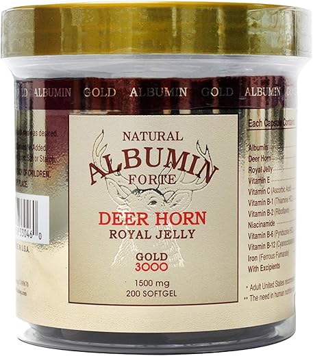 CGMLABS - Albumina Natural Forte Chifre de Veado Geléia Real – 1500mg/200 Softgel | Marca: Deer Horn Royal Jelly