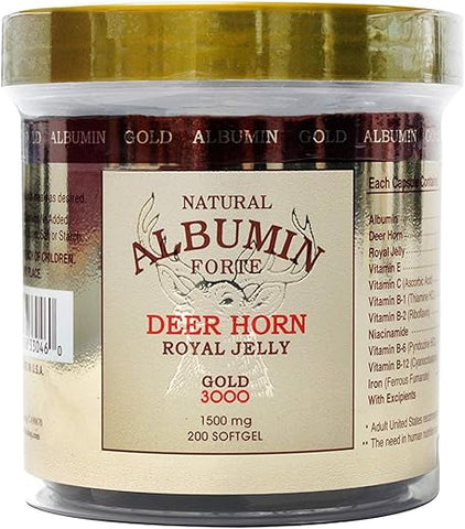 CGMLABS - Albumina Natural Forte Chifre de Veado Geléia Real – 1500mg/200 Softgel | Marca: Deer Horn Royal Jelly