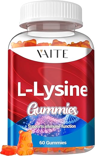VAITE - L-Lysine 1000mg Gummies – Suporte para Pele, Lábios, Vegano, Sem Glúten, Vitaminas para Saúde dos Tecidos – Marca: [Nome da Marca]