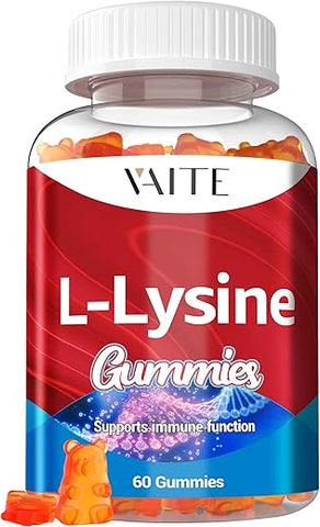 VAITE - L-Lysine 1000mg Gummies – Suporte para Pele, Lábios, Vegano, Sem Glúten, Vitaminas para Saúde dos Tecidos – Marca: [Nome da Marca]