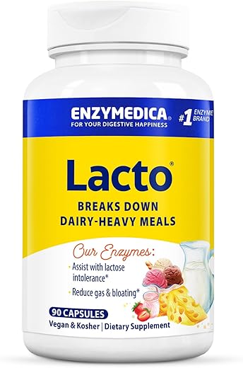 Lacto: Enzimas Digestivas para Digestão Completa de Laticínios, Ação Rápida contra Gases - Enzymedica