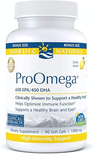 ProOmega – Óleo de Peixe de Alta Potência com EPA – Sabor Limão – 90 Cápsulas – 1280 mg de Ômega-3 - Nordic Naturals