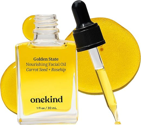 Óleo Facial Nourishing All-Natural Golden State da Onekind, Não Comedogênico, Anti-Envelhecimento com Extrato de Espinheiro Marítimo, Rosa Mosqueta, Semente de Cenoura e Óleo de Damasco para