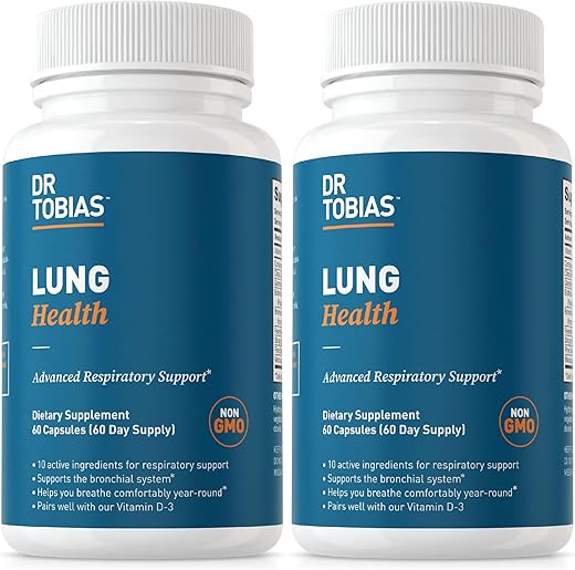 Lung Health – Suplemento para Saúde Pulmonar com Vitamina C, Butterbur e Quercetina | 60 cápsulas - Dr. Tobias