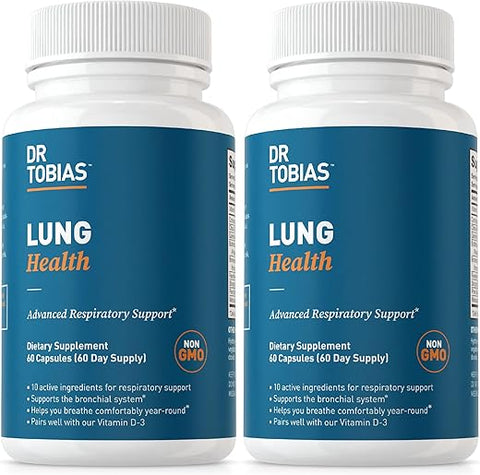 Lung Health – Suplemento para Saúde Pulmonar com Vitamina C, Butterbur e Quercetina | 60 cápsulas - Dr. Tobias
