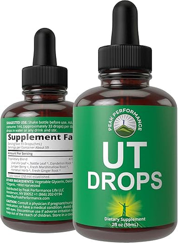 Peak Performance - Tratamento Herbal para Saúde do Trato Urinário UTI para Mulheres. Suplemento Líquido Vegano e Kosher para Alívio da Bexiga com Uva Ursi e Urtiga Orgânica