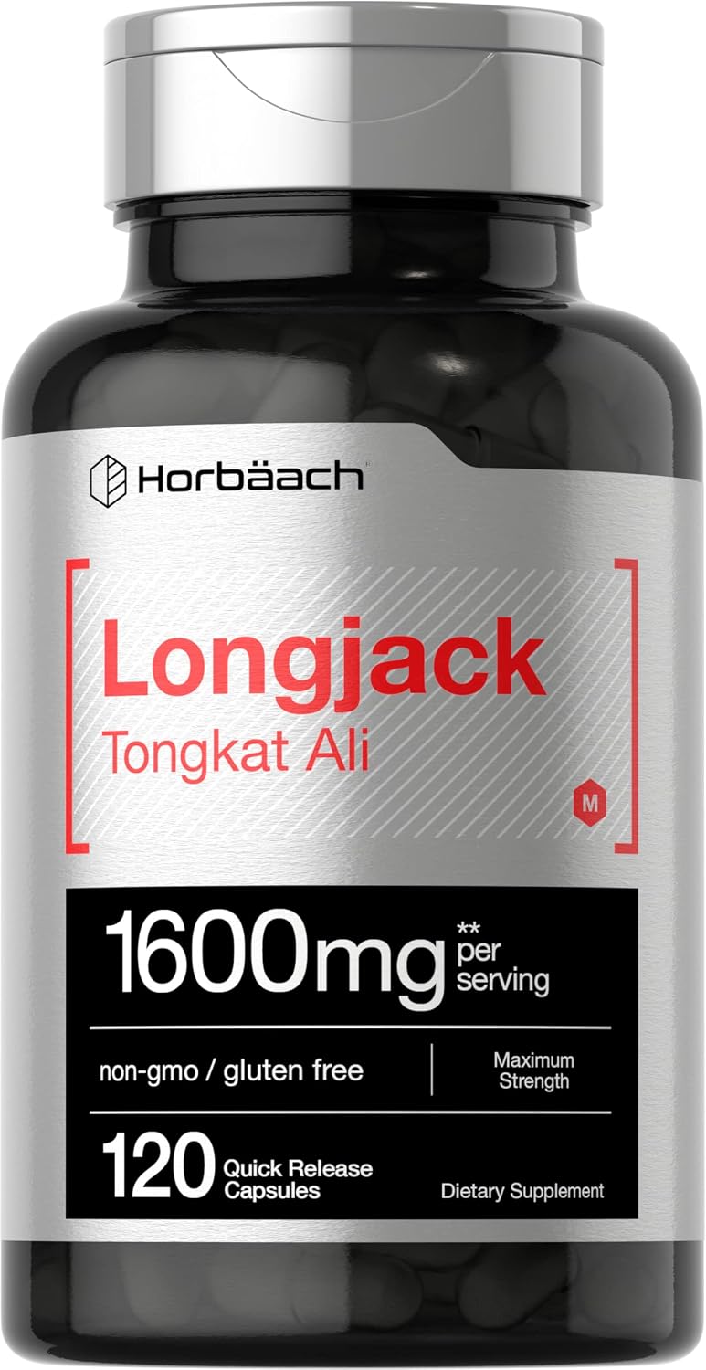 Horbäach Longjack Tongkat Ali for Men and Women | 120 Capsules | Extract Supplement | Maximum Strength Pills | Eurycoma Longifolia | Non-GMO and Gluten Free
