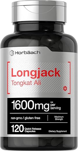 Longjack Tongkat Ali 1600 mg | 120 Cápsulas | Extrato de Raiz de Longifolia em Pó | Fórmula de Força Máxima | Livre de OGM, Sem Glúten - Horbäach